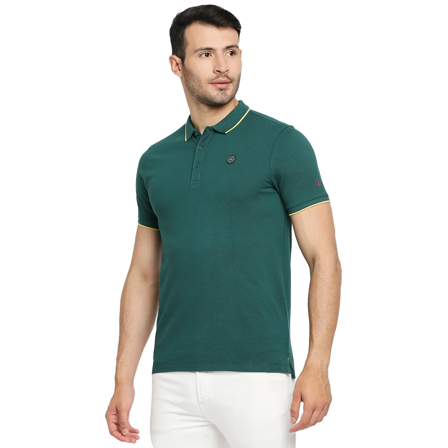 Green Regular Fit Men's Polo T-Shirt by Being Human Clothing - Image 2