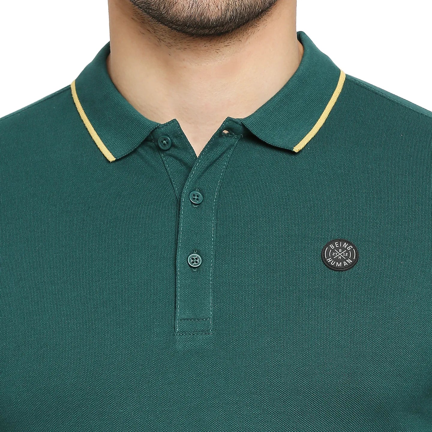 Green Regular Fit Men's Polo T-Shirt by Being Human Clothing - Image 5