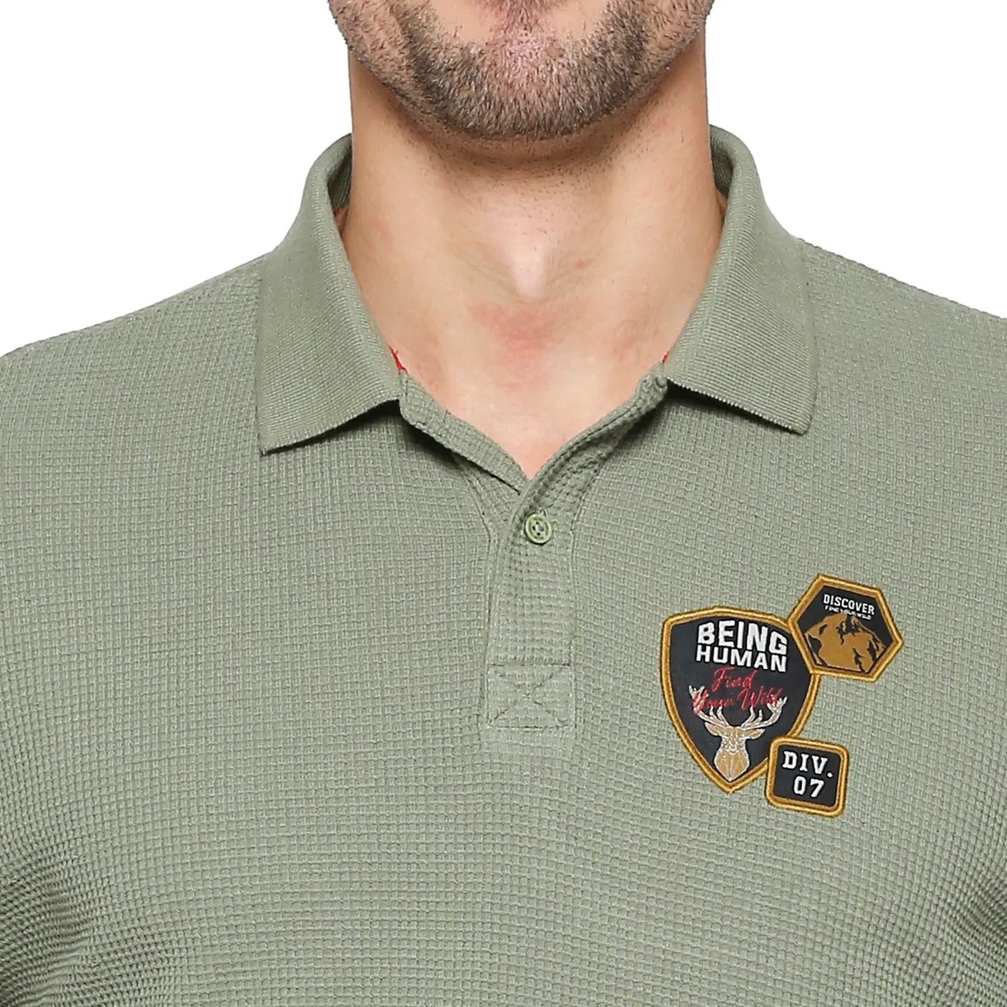 Green Regular Fit Men's Polo T-Shirt by Being Human Clothing - Image 5