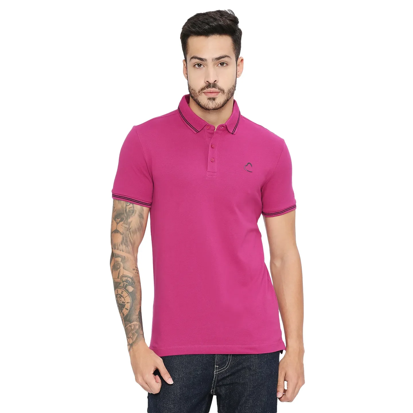 Fuchsia Regular Fit Men's Polo T-shirt by Being Human Clothing