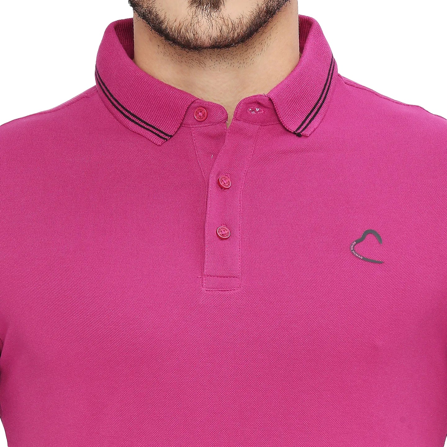 Fuchsia Regular Fit Men's Polo T-shirt by Being Human Clothing - Image 5