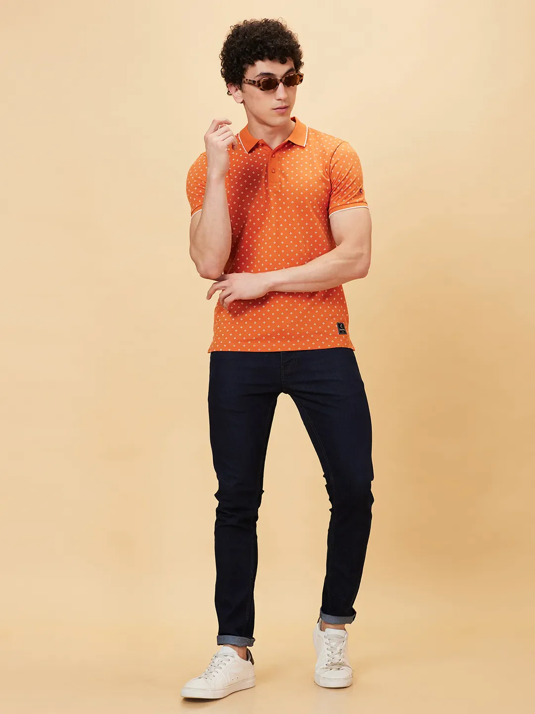 Gold Flam Regular Fit Men's Polo T-Shirt by Being Human Clothing - Image 5