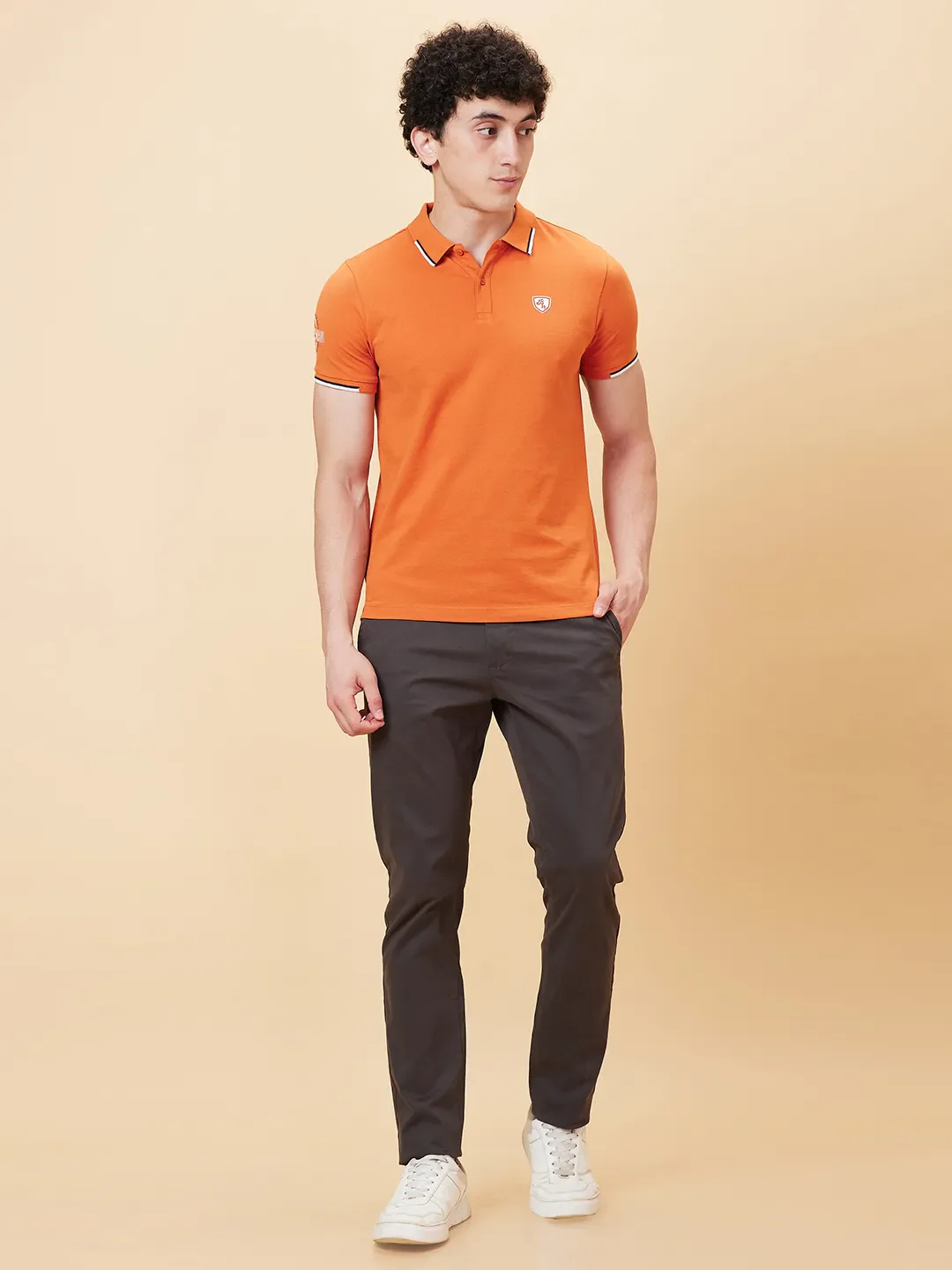 Orange Regular Fit Men's Polo T-Shirt by Being Human Clothing