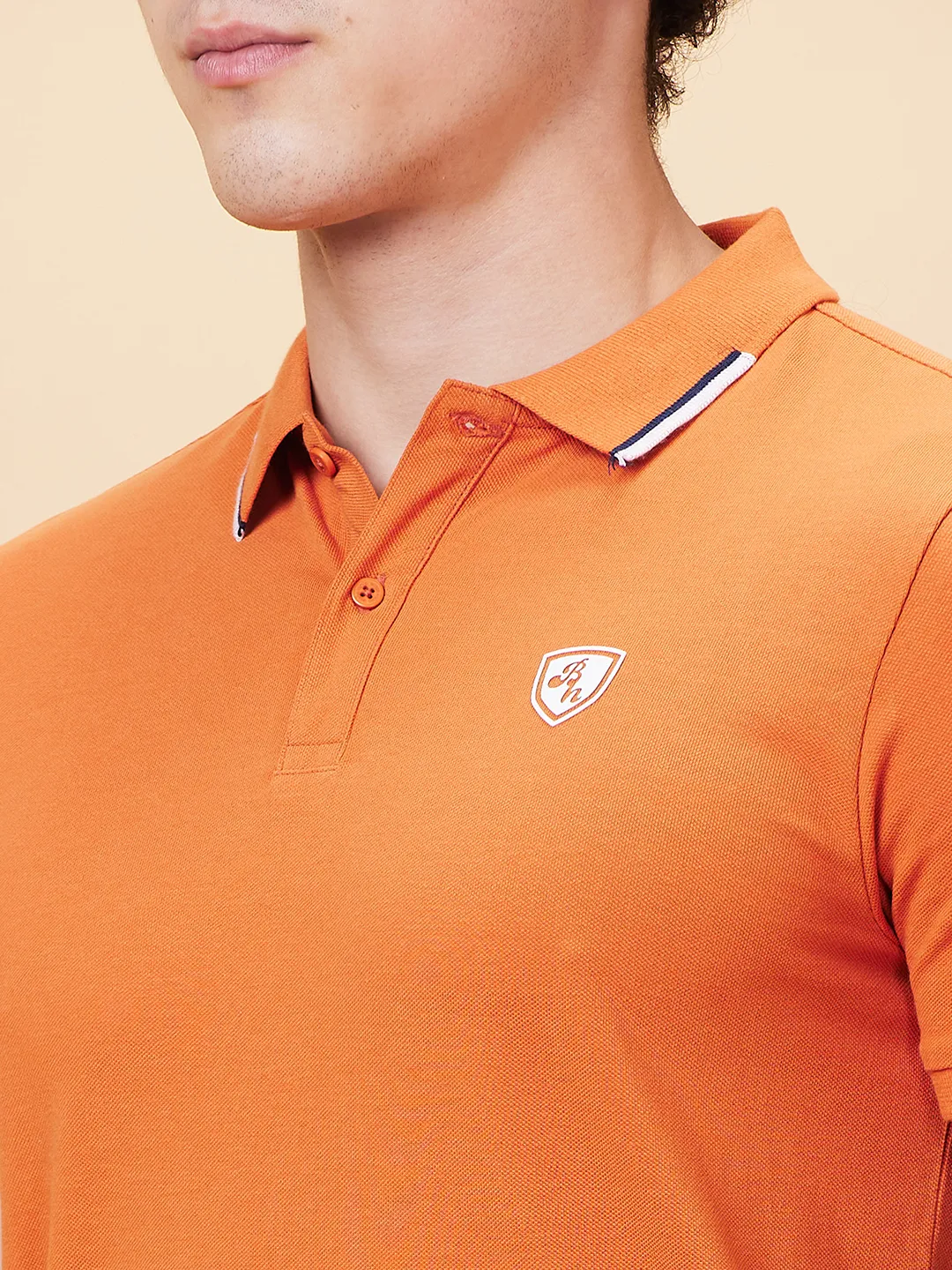 Orange Regular Fit Men's Polo T-Shirt by Being Human Clothing - Image 4