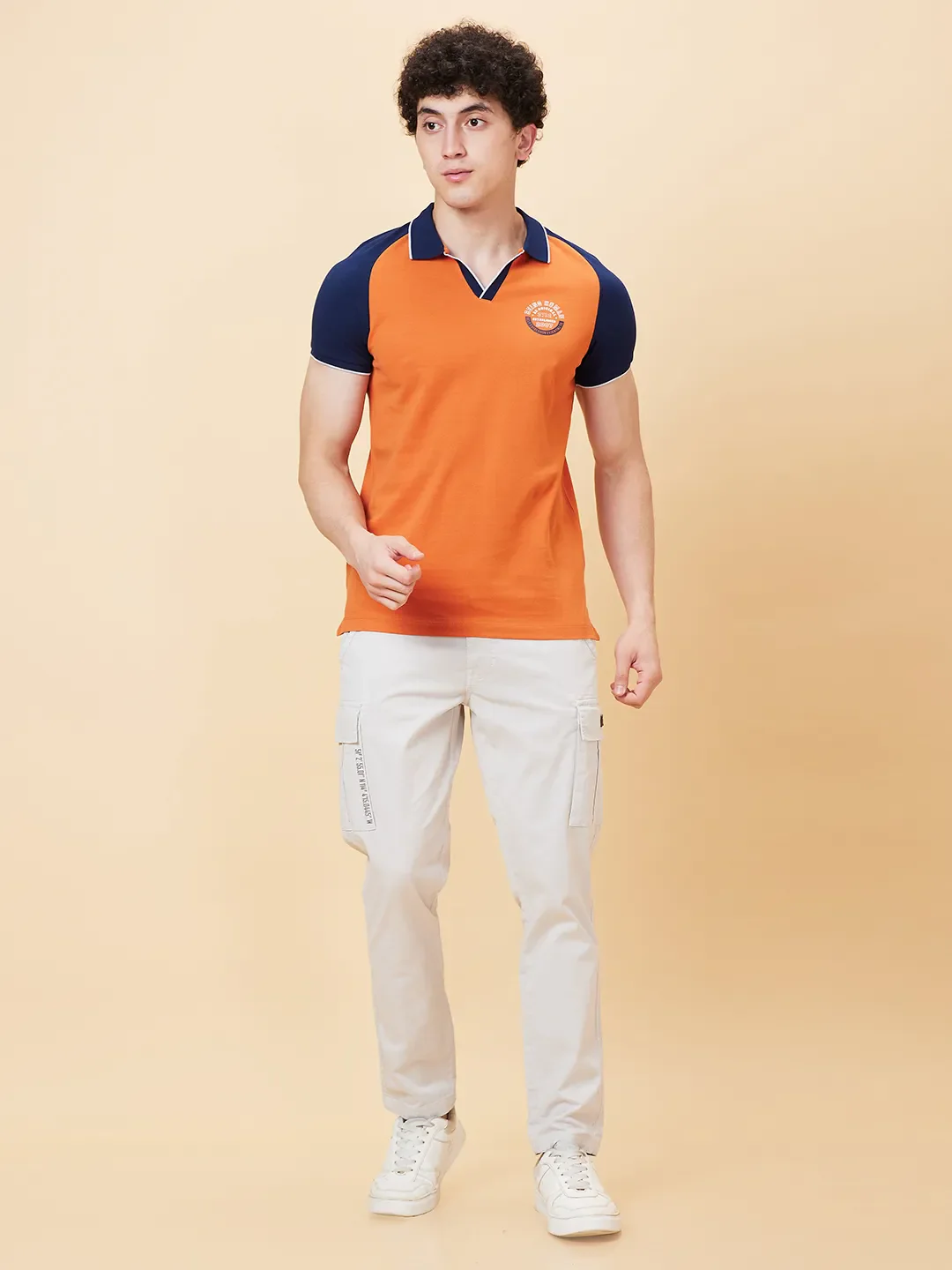 Orange Regular Fit Men's Polo T-Shirt by Being Human Clothing