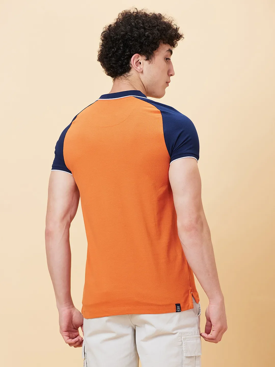 Orange Regular Fit Men's Polo T-Shirt by Being Human Clothing - Image 3