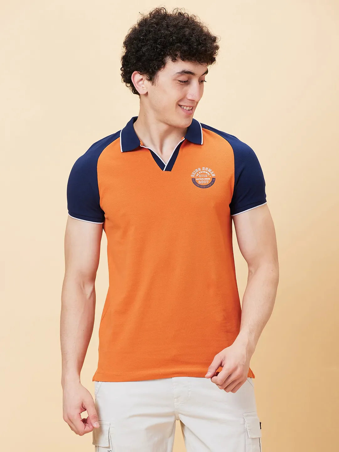 Orange Regular Fit Men's Polo T-Shirt by Being Human Clothing - Image 6