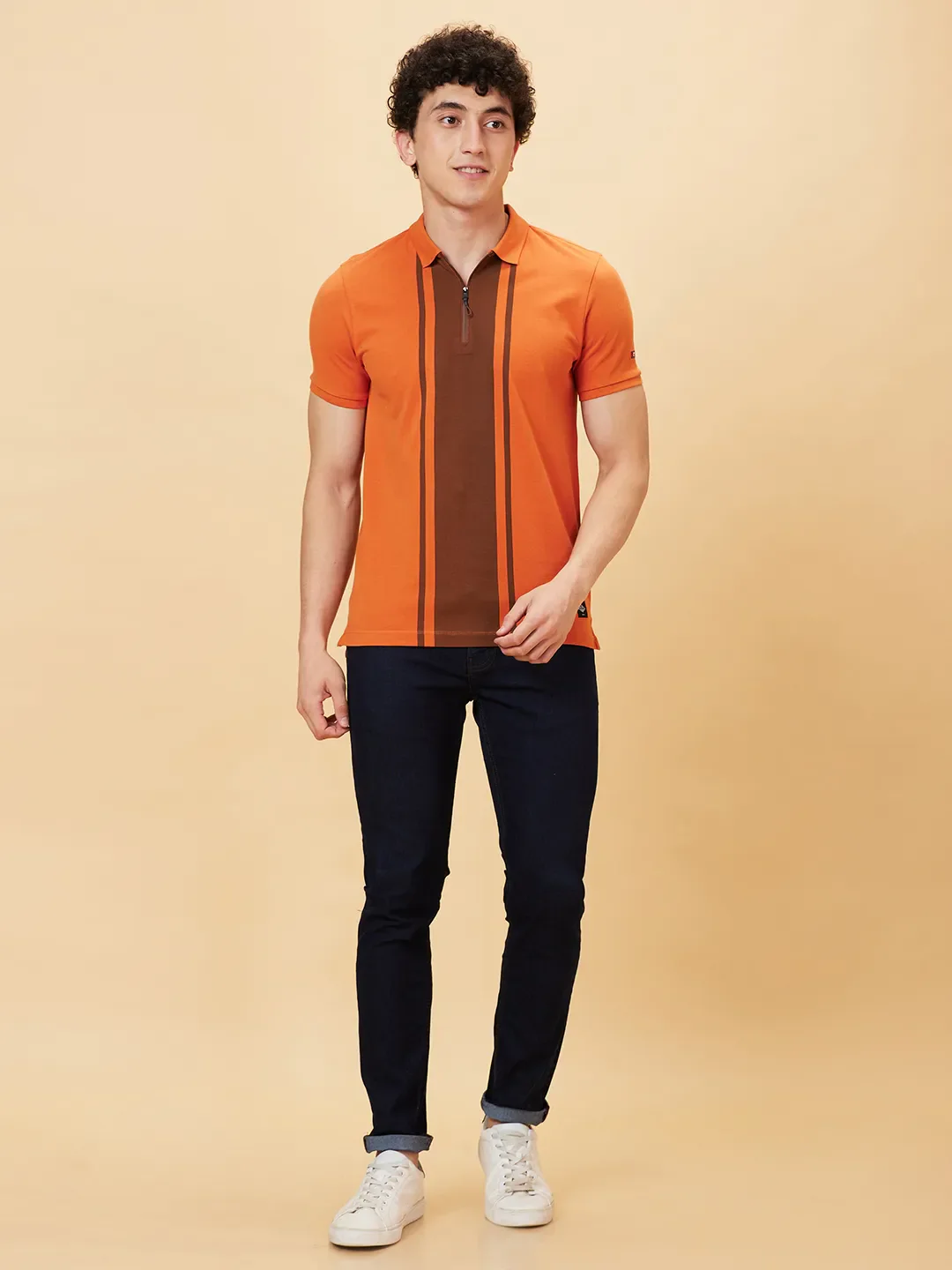 Orange Regular Fit Men's Polo T-Shirt by Being Human Clothing