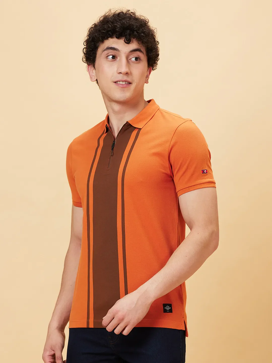 Orange Regular Fit Men's Polo T-Shirt by Being Human Clothing - Image 3
