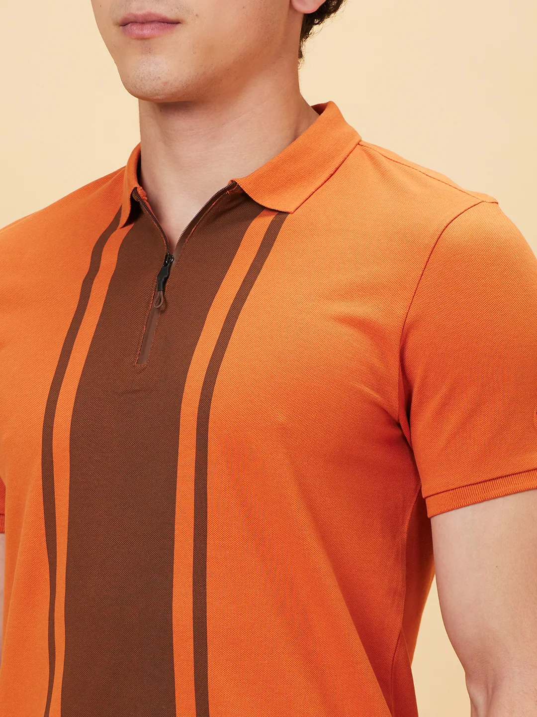 Orange Regular Fit Men's Polo T-Shirt by Being Human Clothing - Image 4