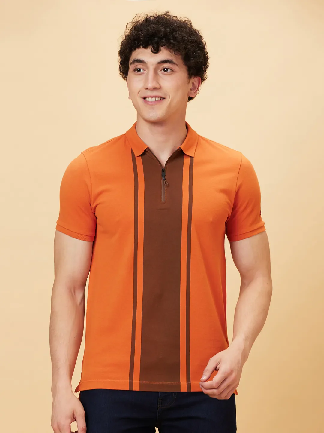 Orange Regular Fit Men's Polo T-Shirt by Being Human Clothing - Image 6
