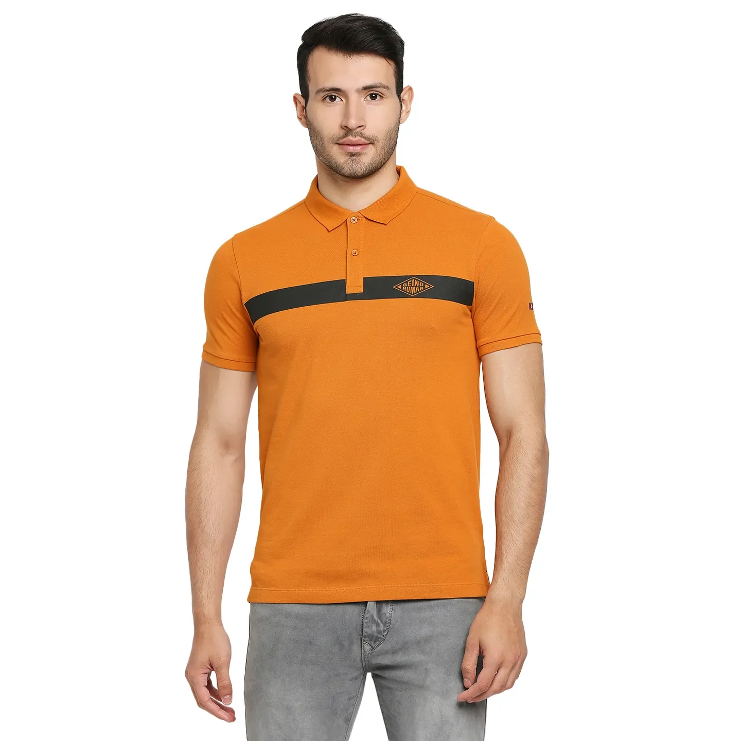 Yellow Regular Fit Men's Polo T-Shirt by Being Human Clothing