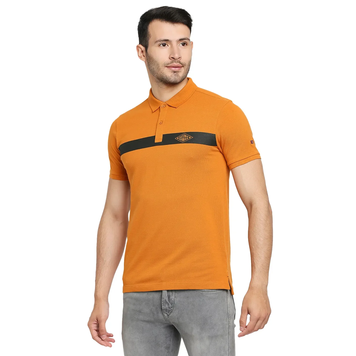 Yellow Regular Fit Men's Polo T-Shirt by Being Human Clothing - Image 2