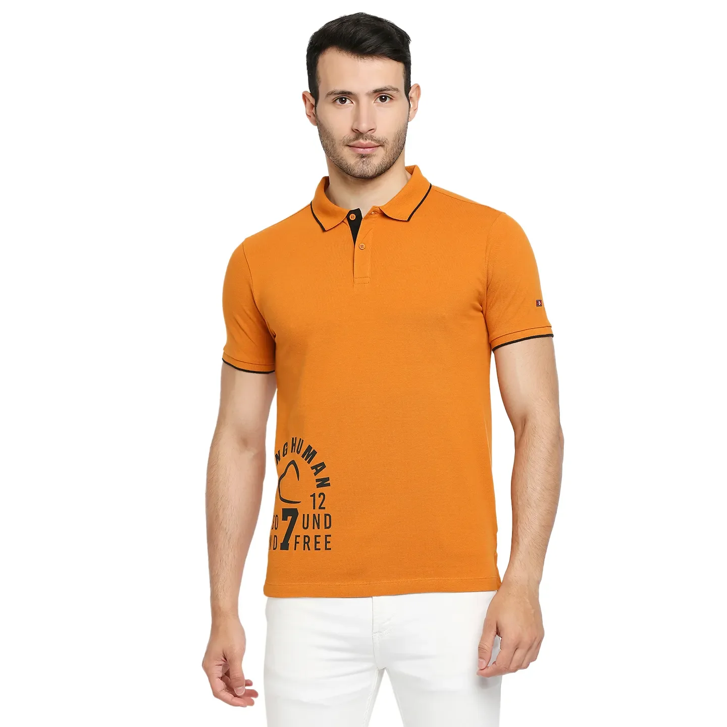 Yellow Regular Fit Men's Polo T-Shirt by Being Human Clothing