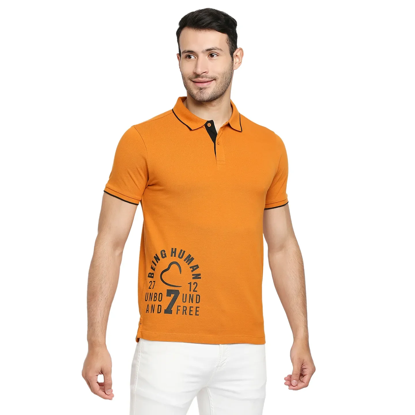 Yellow Regular Fit Men's Polo T-Shirt by Being Human Clothing - Image 3