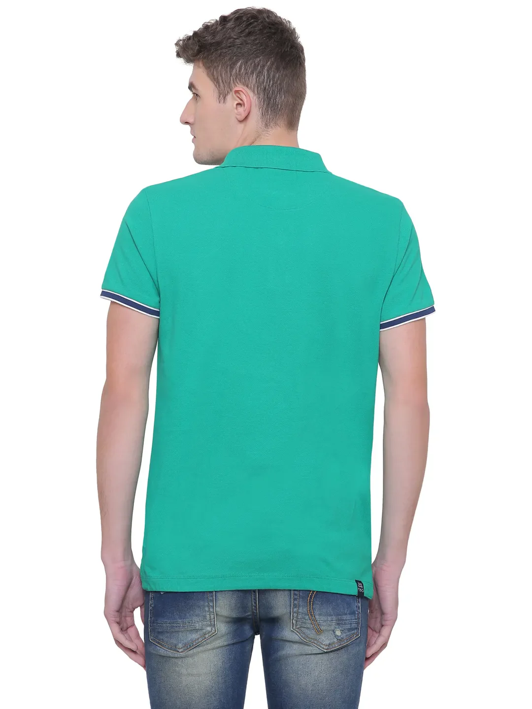 Green Regular Fit Men's Polo T-Shirt by Being Human Clothing - Image 3