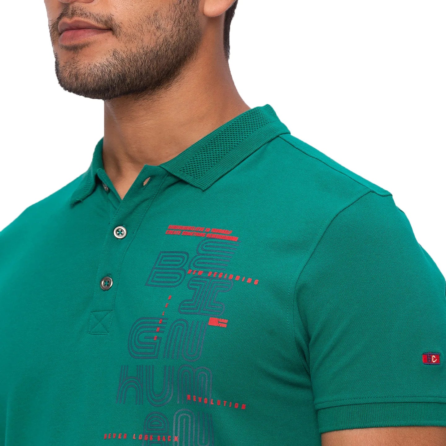 Green Regular Fit Men's Polo T-shirt by Being Human Clothing - Image 5