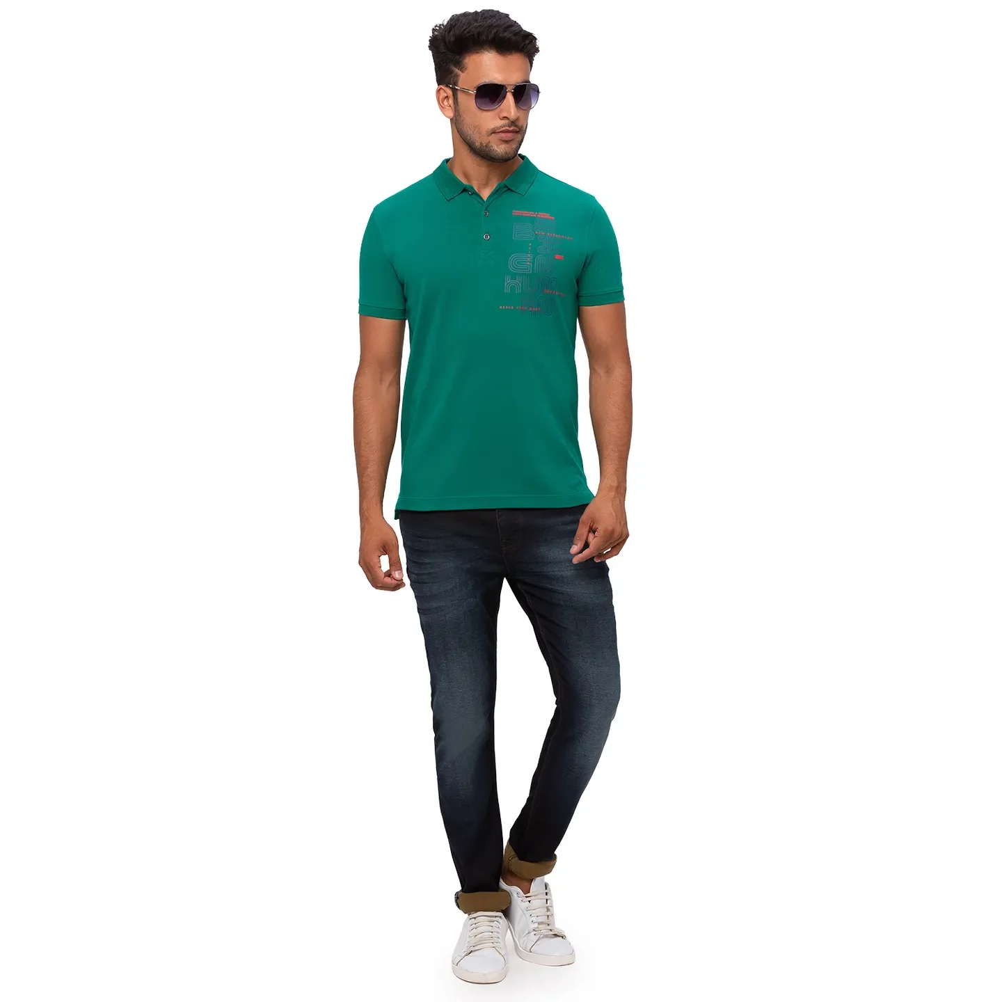 Green Regular Fit Men's Polo T-shirt by Being Human Clothing - Image 6