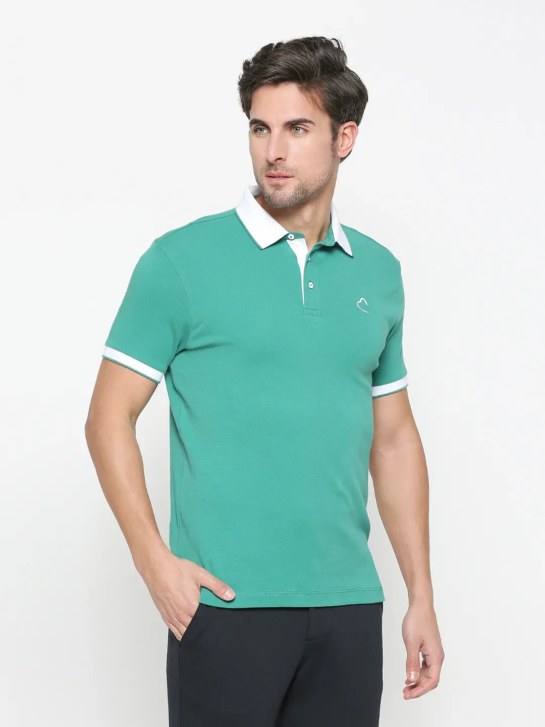 Green Regular Fit Men's Polo T-shirt by Being Human Clothing - Image 3