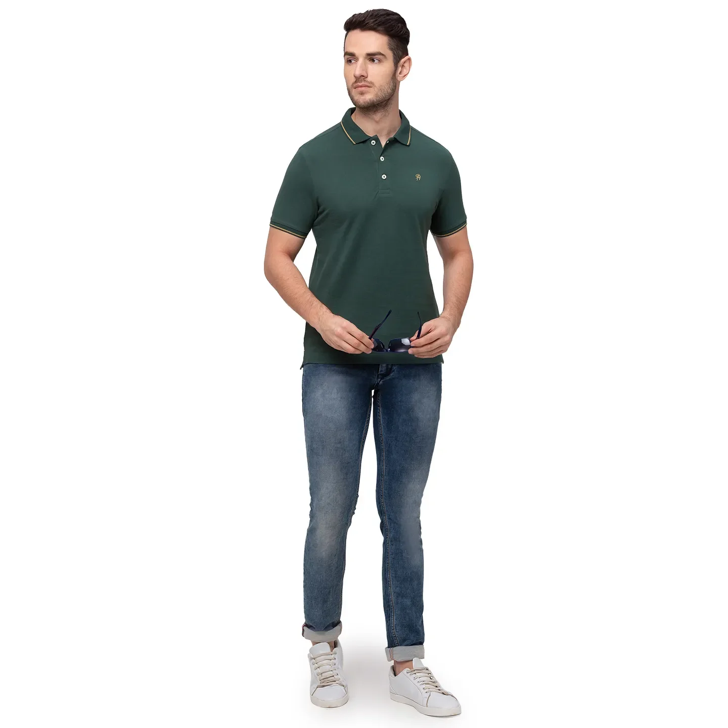 Green Regular Fit Men's Polo T-Shirt by Being Human Clothing - Image 6