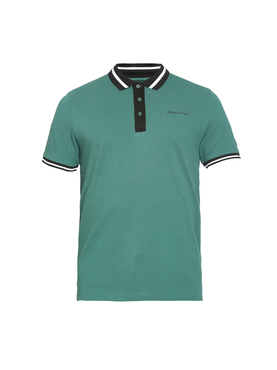 Green Regular Fit Men's Polo T-Shirt by Being Human Clothing - Image 14