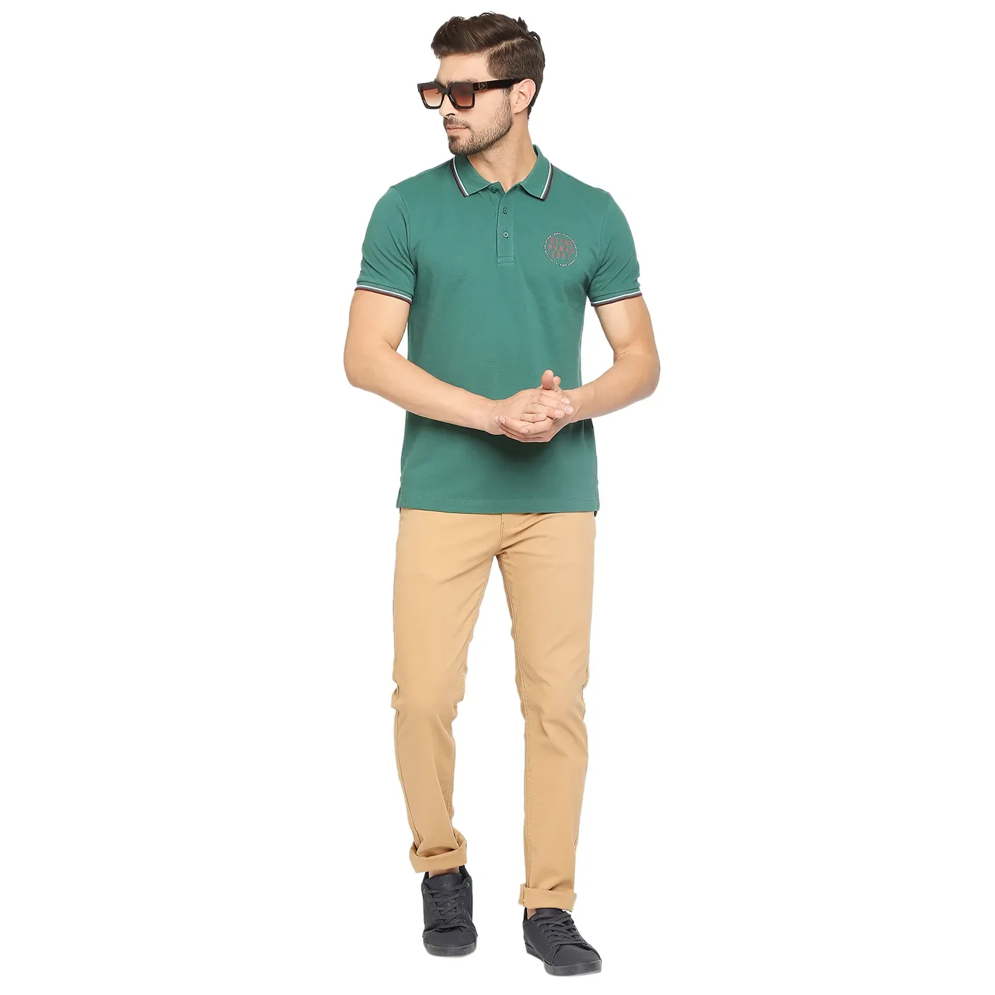 Green Regular Fit Men's Polo T-Shirt by Being Human Clothing - Image 6