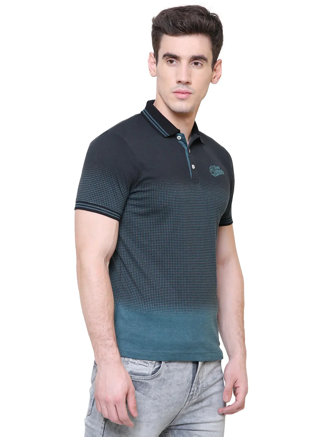 Green Regular Fit Men's Polo T-Shirt by Being Human Clothing - Image 3