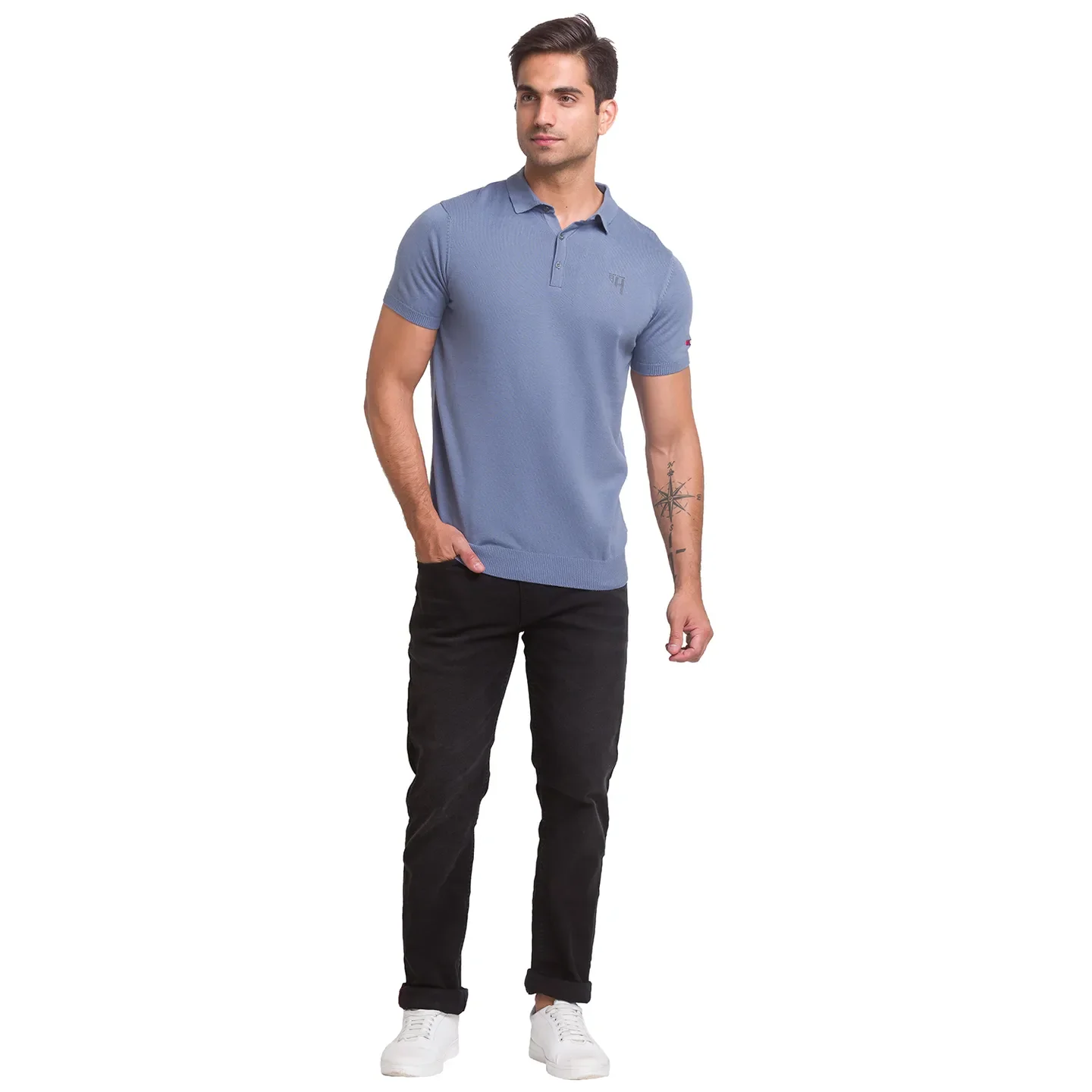 Grey Regular Fit Men's Polo T-Shirt by Being Human Clothing - Image 2