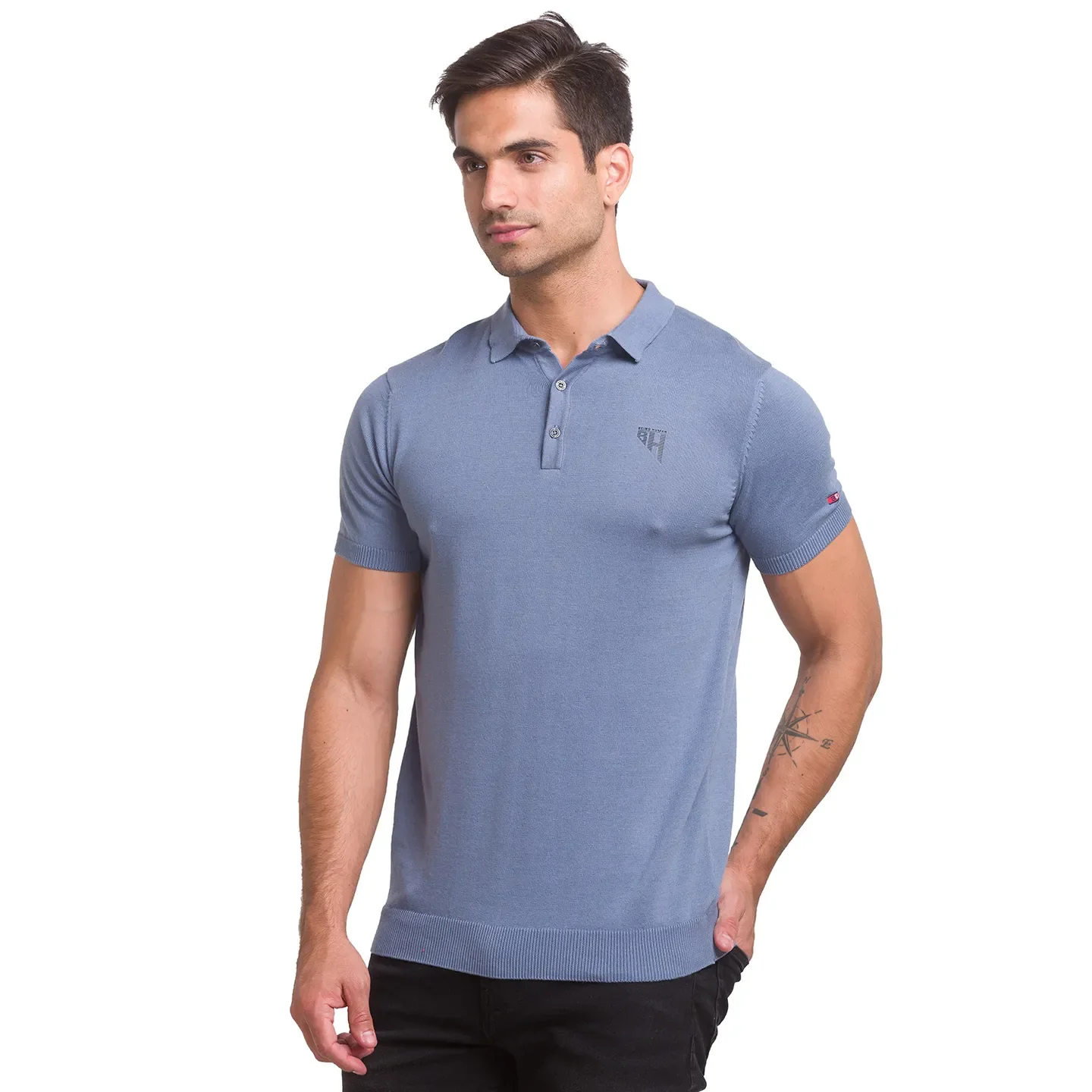 Grey Regular Fit Men's Polo T-Shirt by Being Human Clothing - Image 4