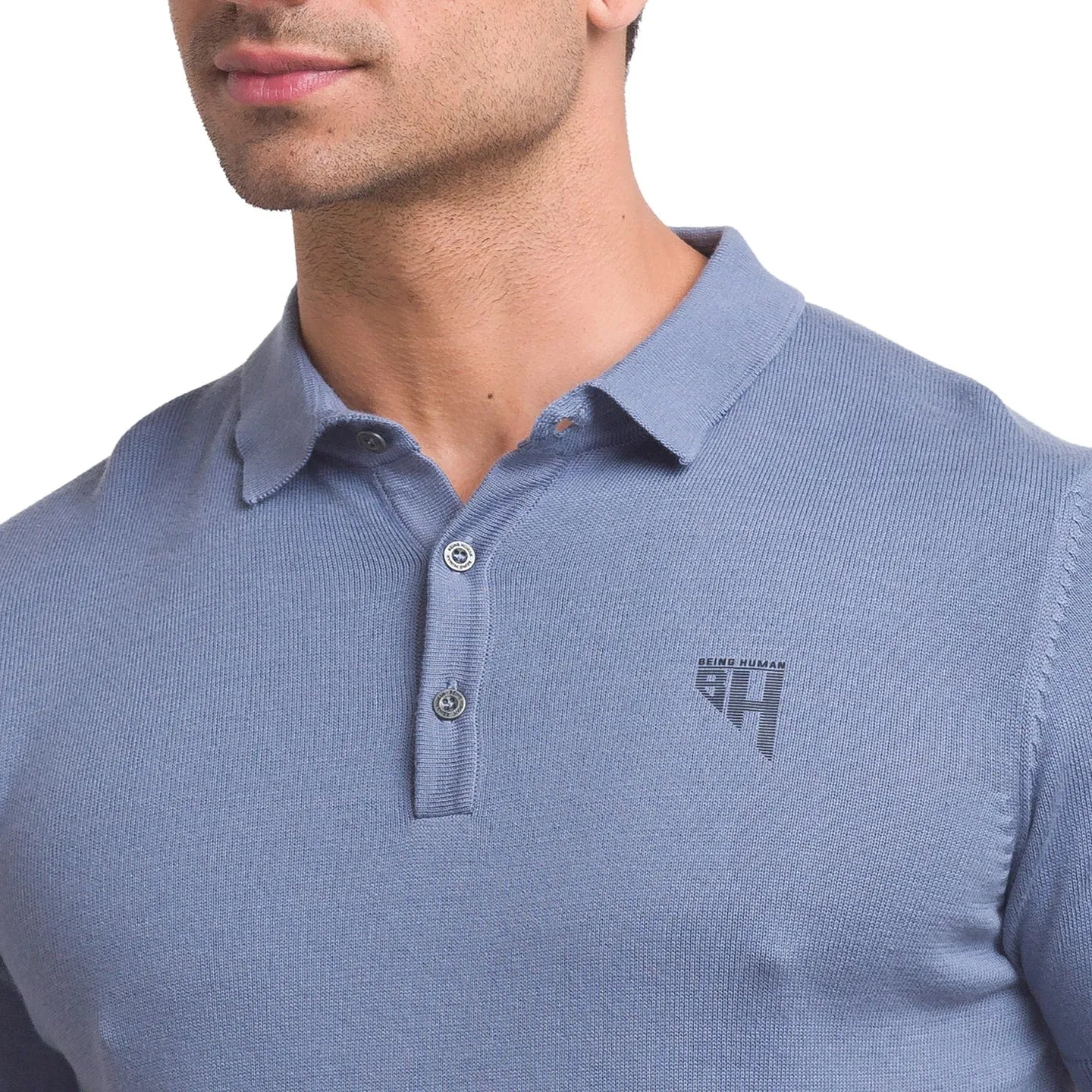 Grey Regular Fit Men's Polo T-Shirt by Being Human Clothing - Image 5
