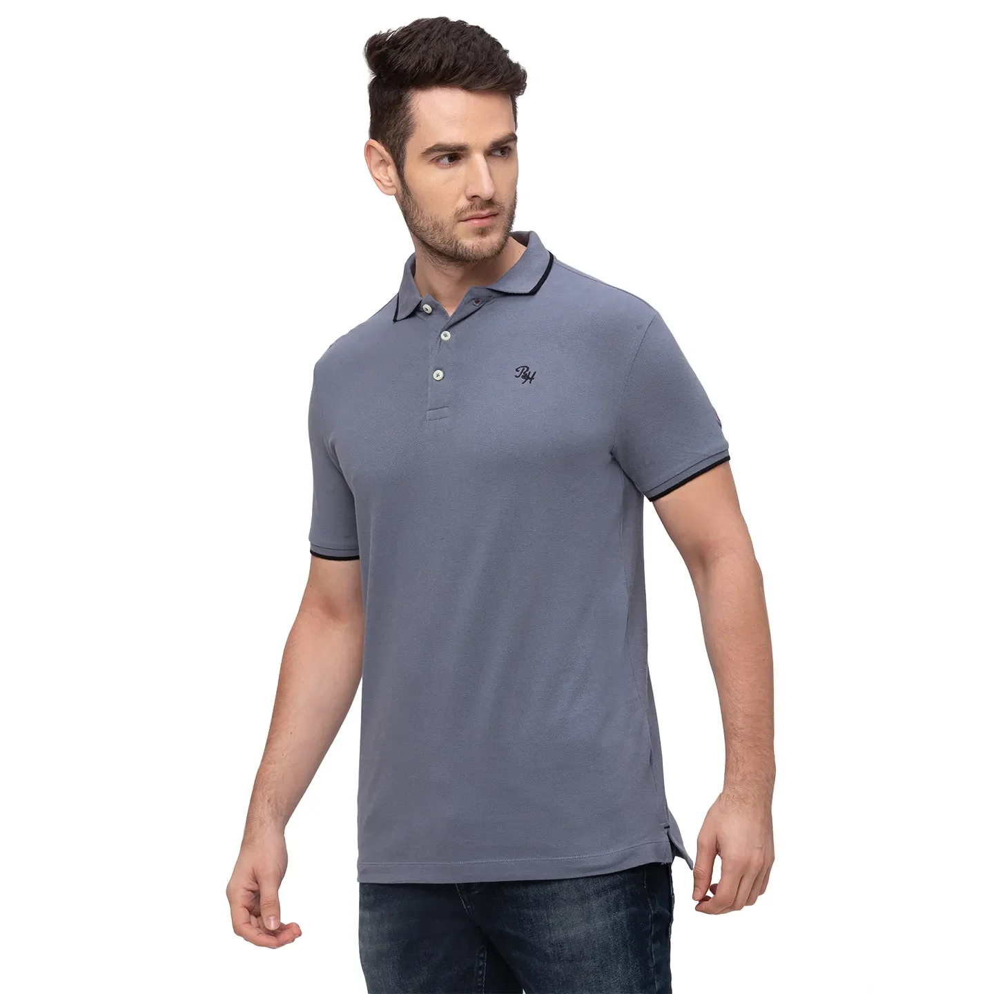 Grey Regular Fit Men's Polo T-Shirt by Being Human Clothing