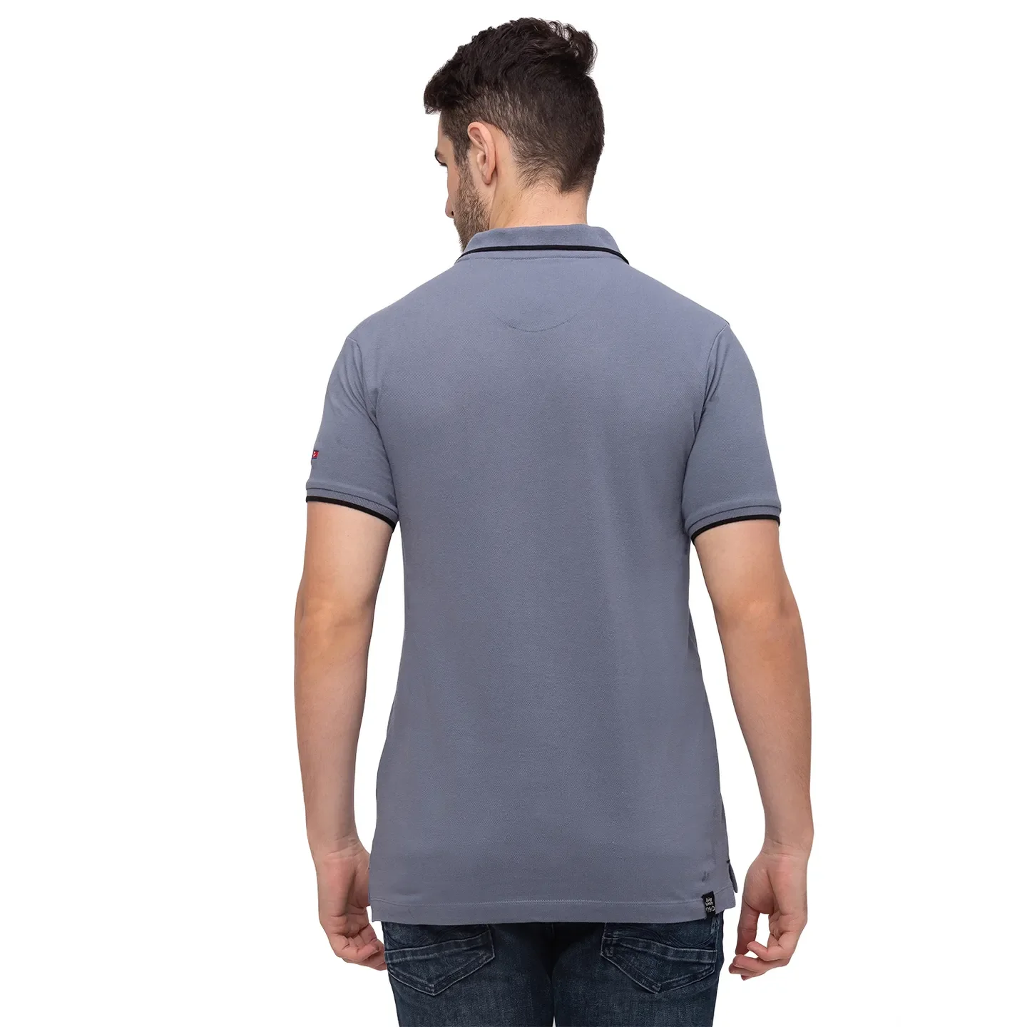 Grey Regular Fit Men's Polo T-Shirt by Being Human Clothing - Image 3