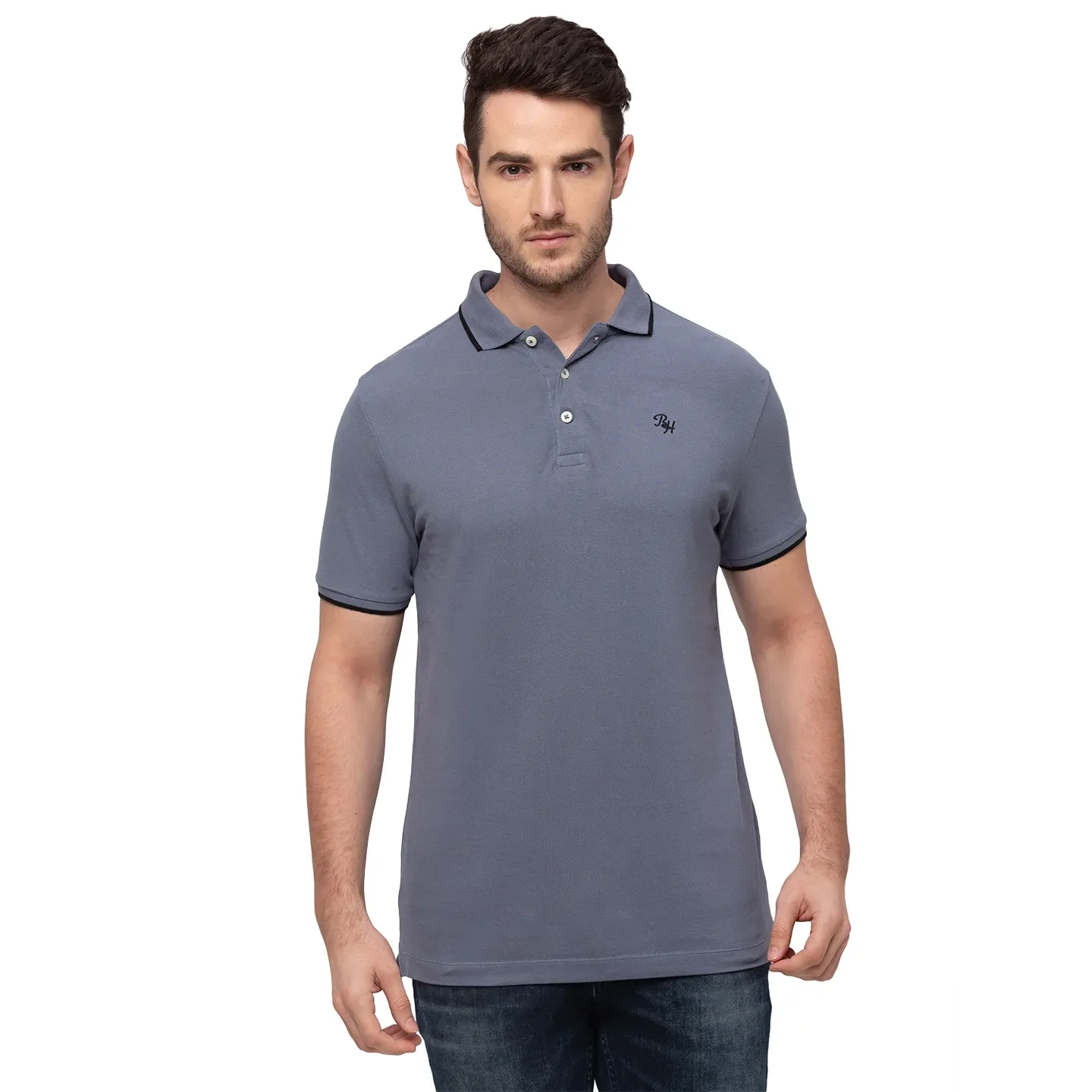 Grey Regular Fit Men's Polo T-Shirt by Being Human Clothing - Image 6