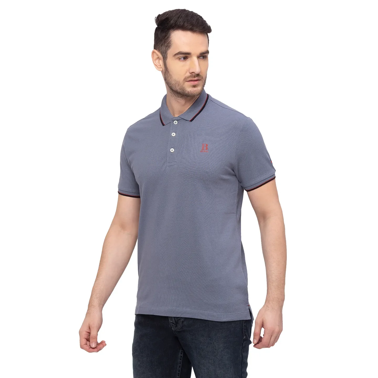 Grey Regular Fit Men's Polo T-Shirt by Being Human Clothing - Image 2