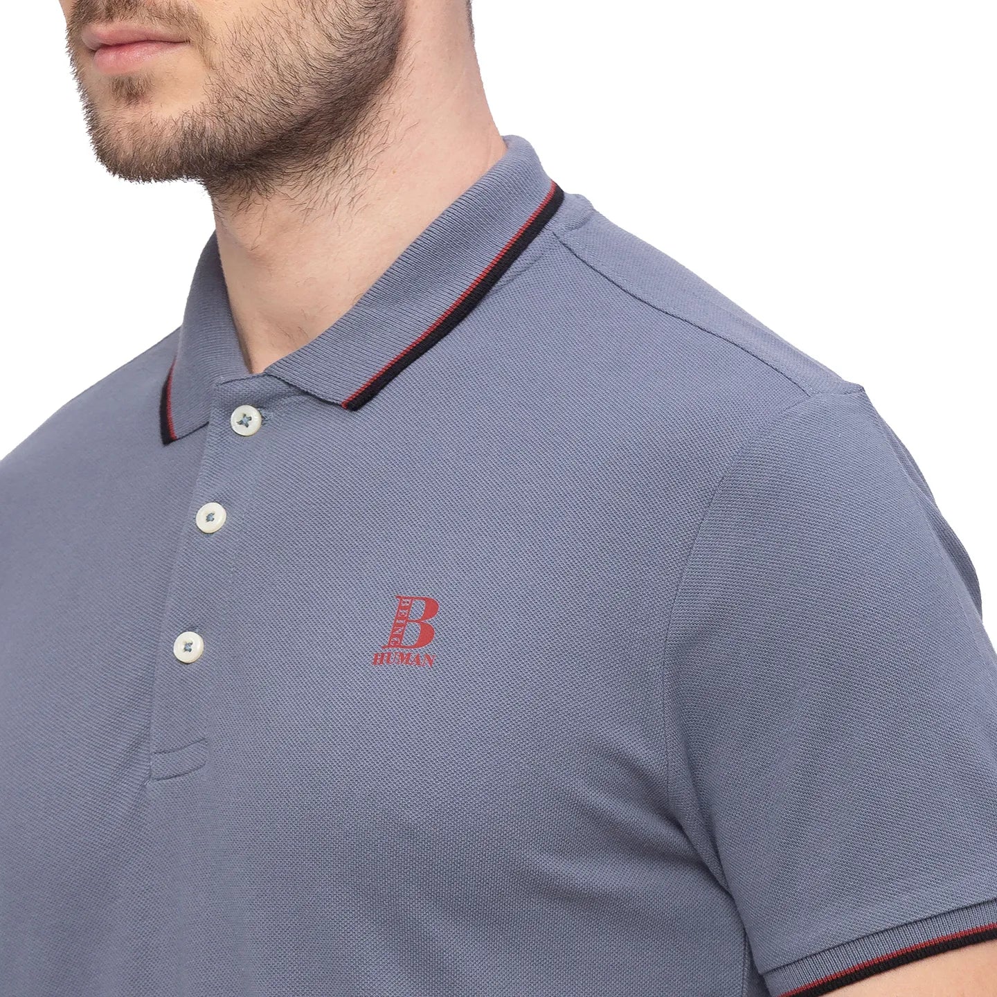Grey Regular Fit Men's Polo T-Shirt by Being Human Clothing - Image 3