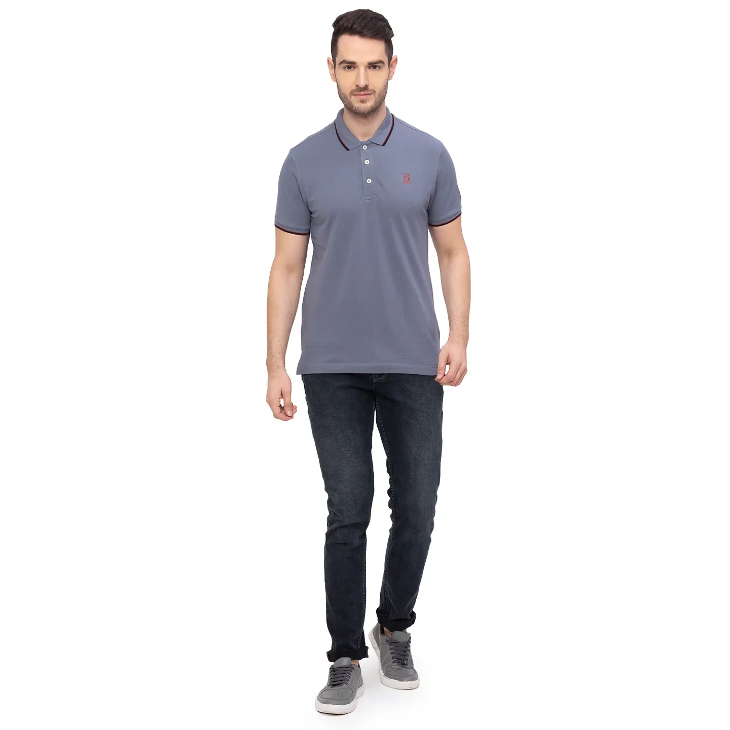 Grey Regular Fit Men's Polo T-Shirt by Being Human Clothing - Image 5