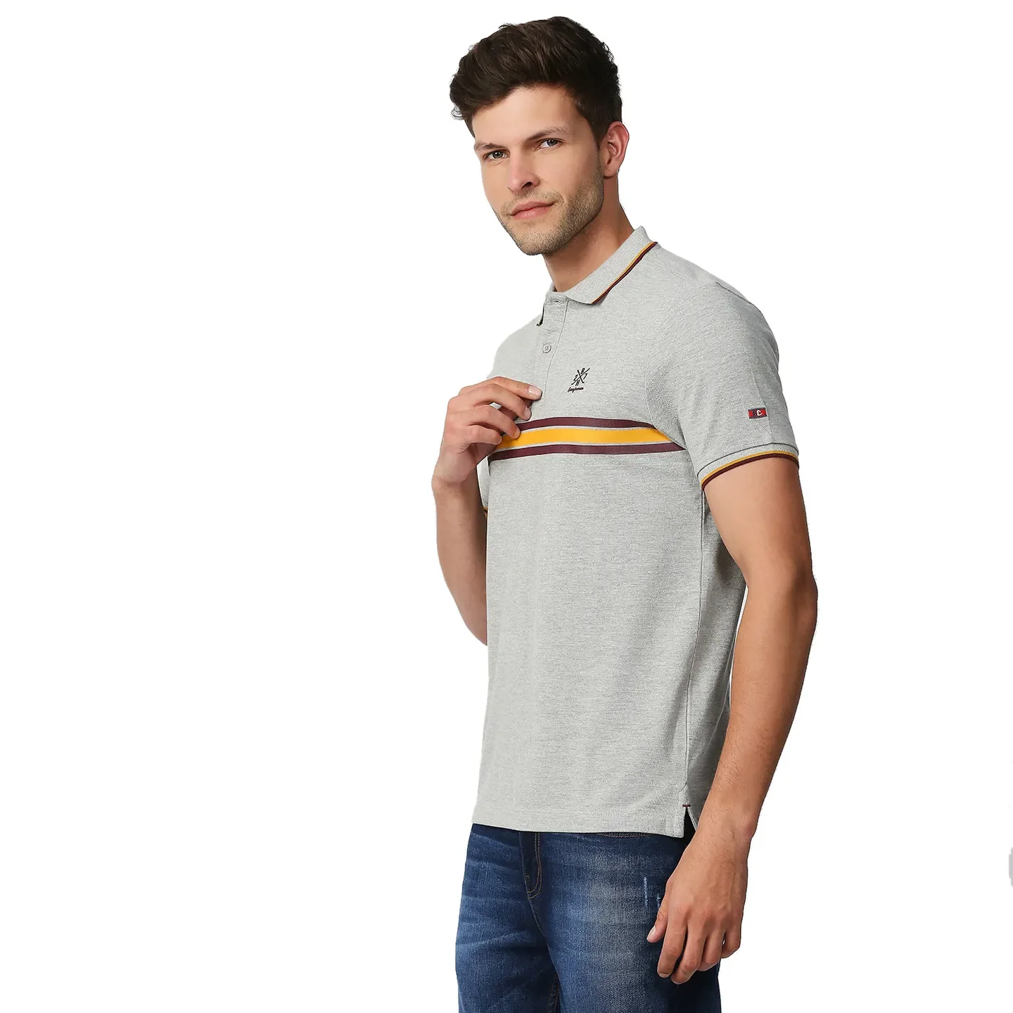 Grey Regular Fit Men's Polo T-Shirt by Being Human Clothing - Image 2