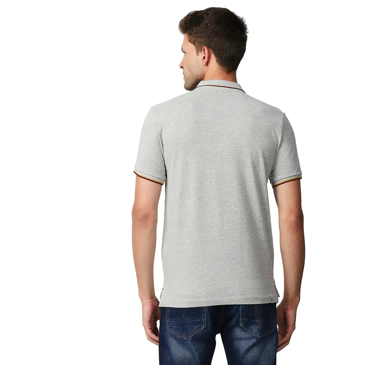 Grey Regular Fit Men's Polo T-Shirt by Being Human Clothing - Image 4