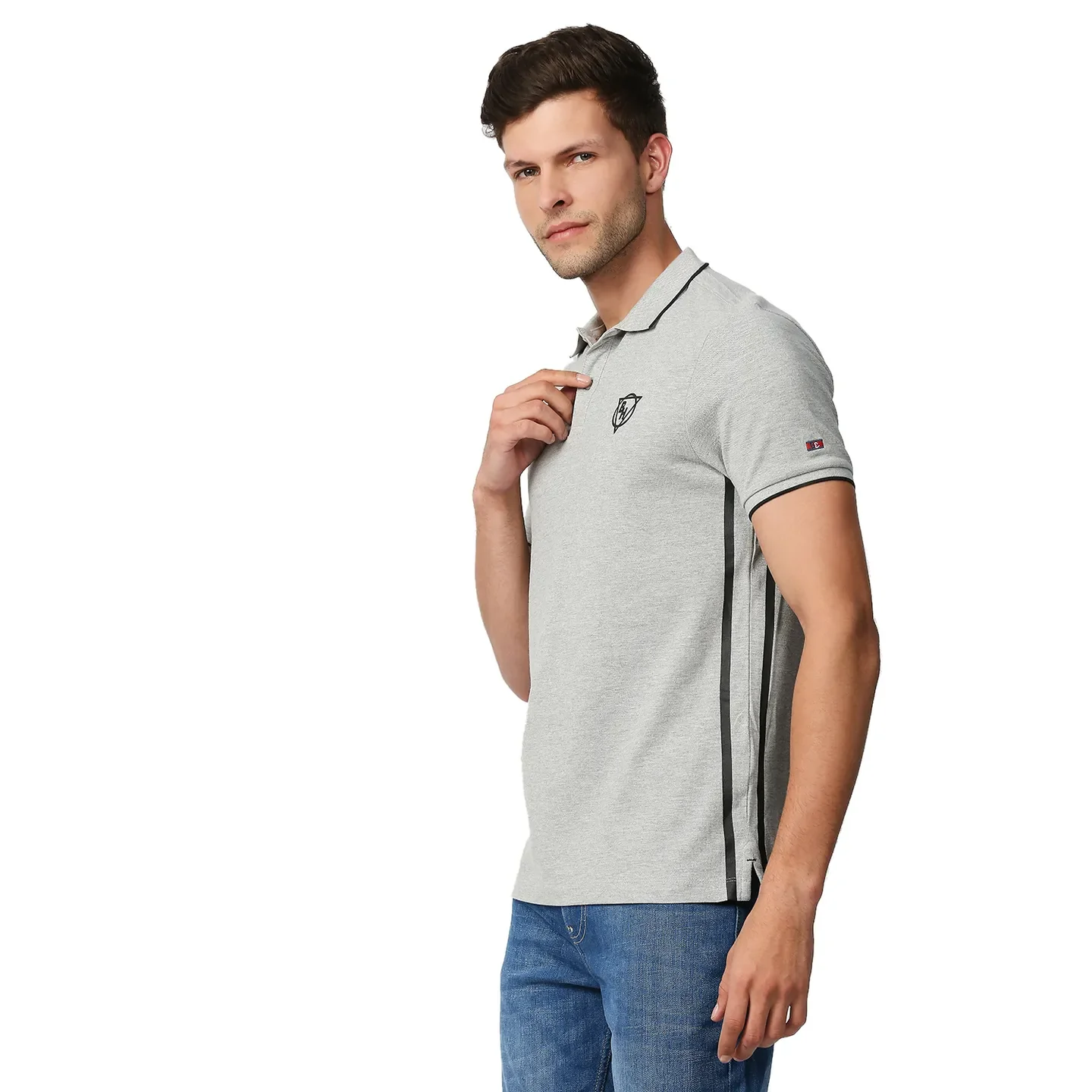 Grey Regular Fit Men's Polo T-Shirt by Being Human Clothing - Image 2