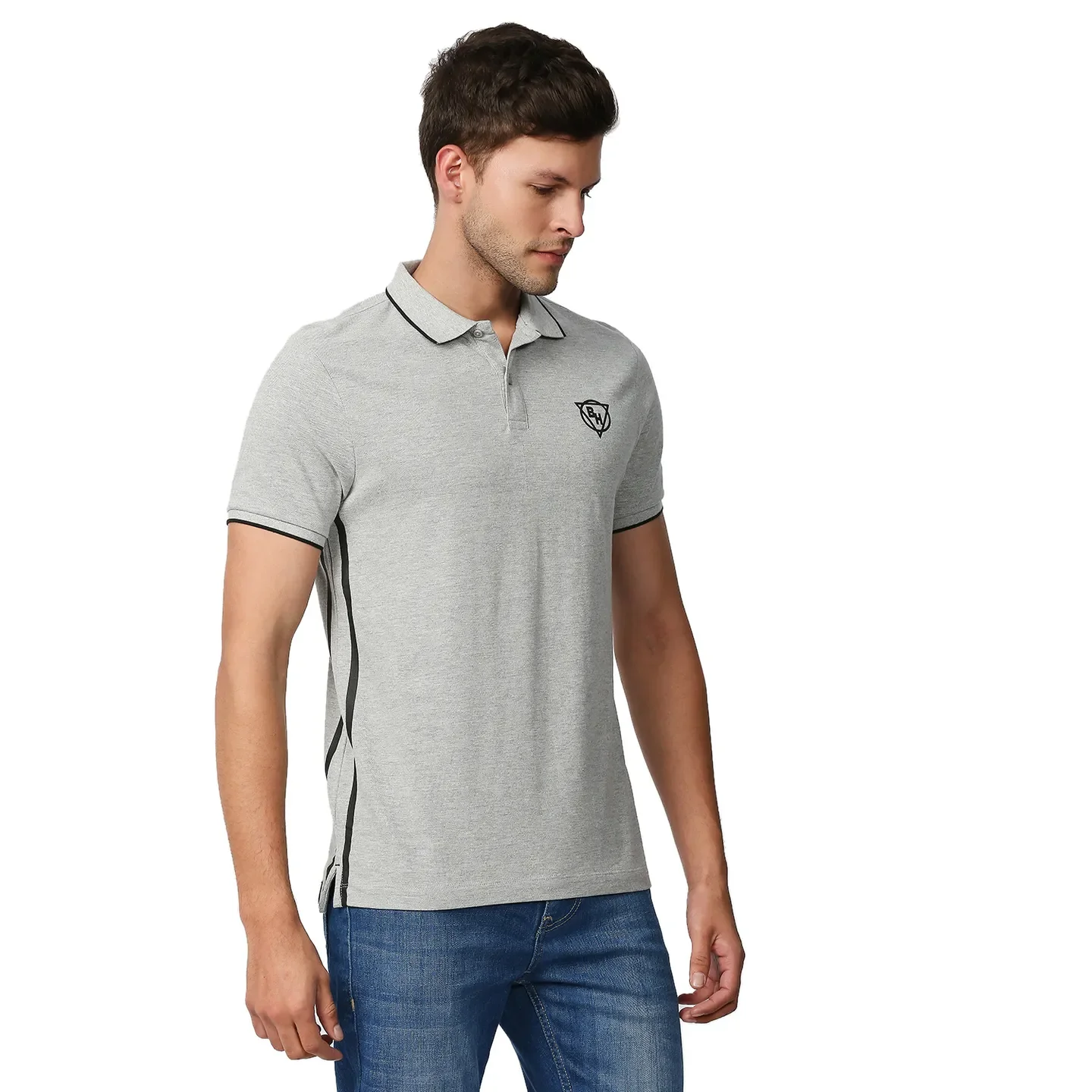 Grey Regular Fit Men's Polo T-Shirt by Being Human Clothing - Image 3