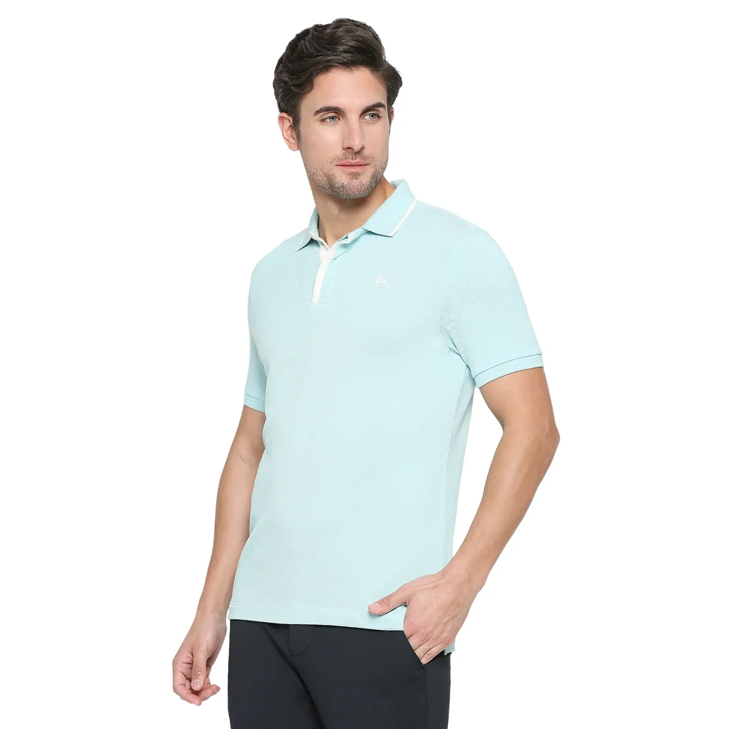 BLUE Regular Fit Men's Polo T-Shirt by Being Human Clothing - Image 2