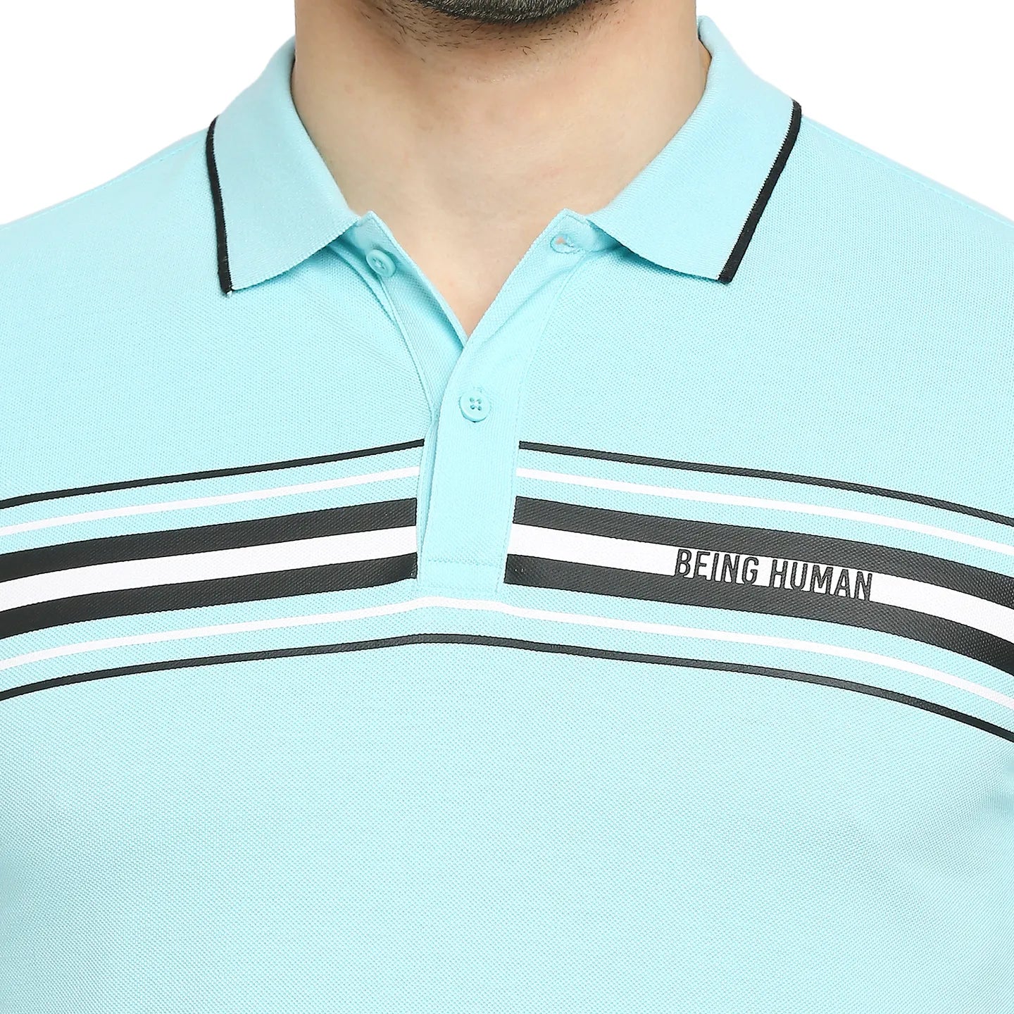 Blue Regular Fit Men's Polo T-Shirt by Being Human Clothing - Image 5