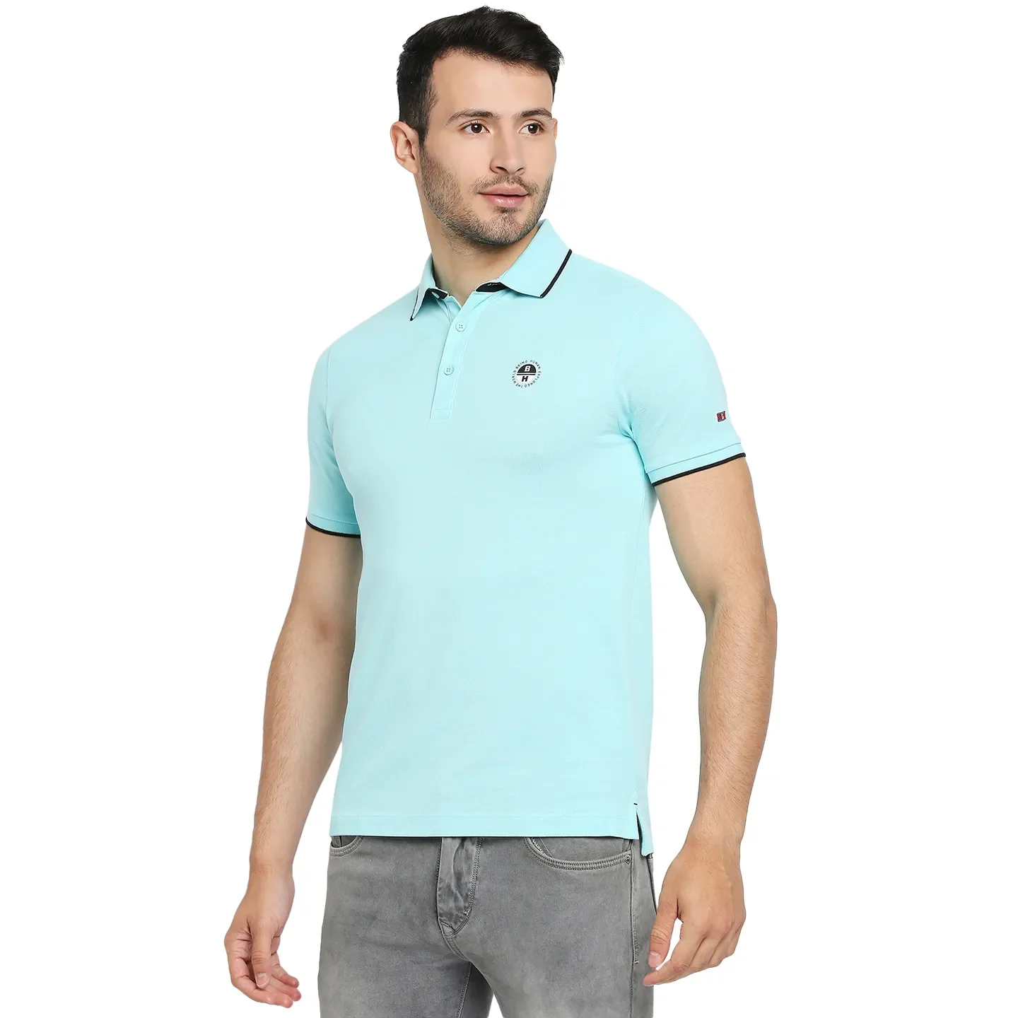 Blue Regular Fit Men's Polo T-Shirt by Being Human Clothing - Image 2