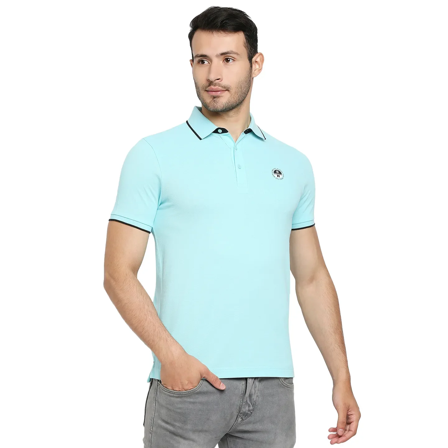 Blue Regular Fit Men's Polo T-Shirt by Being Human Clothing - Image 3