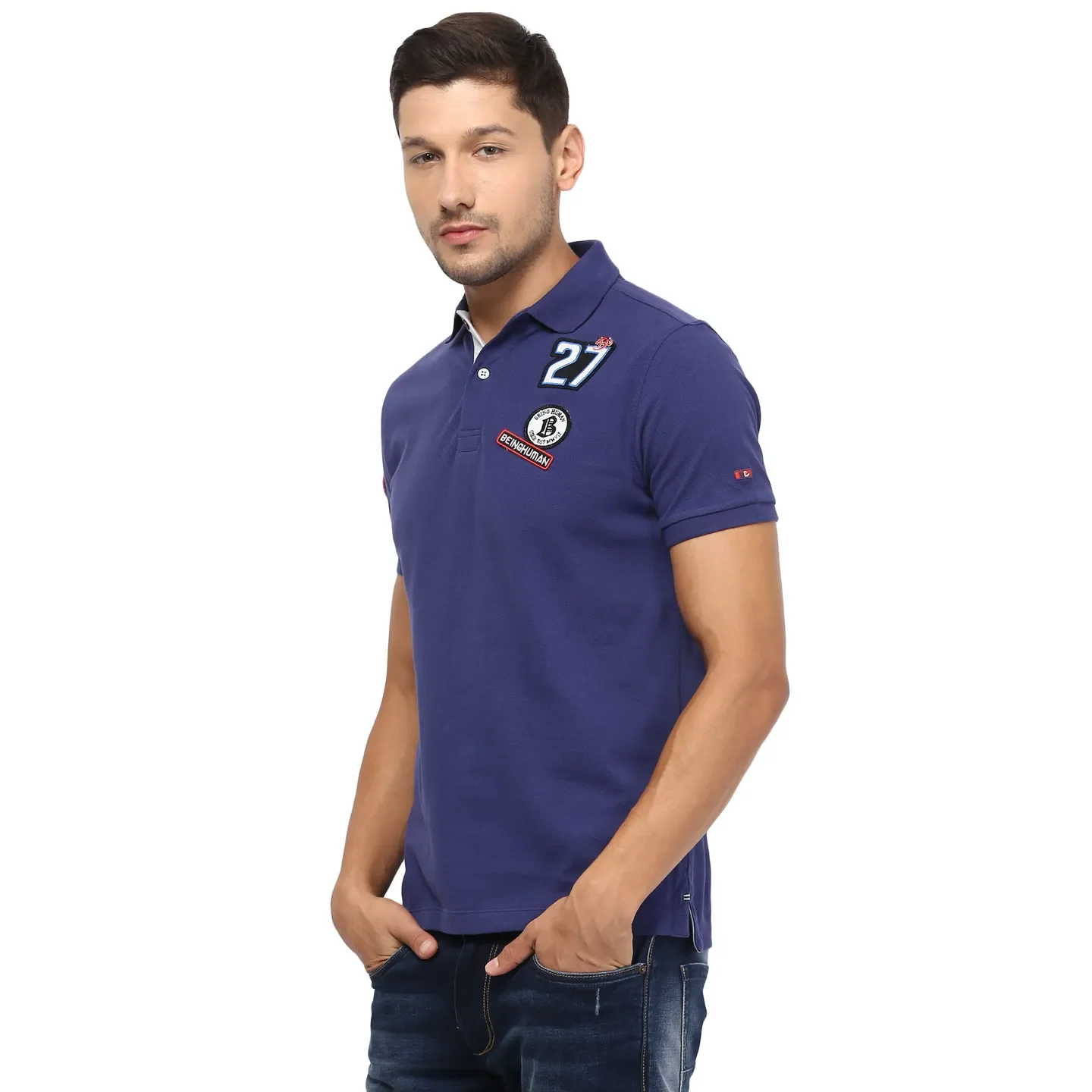 Blue Regular Fit Men's Polo T-Shirt by Being Human Clothing - Image 2