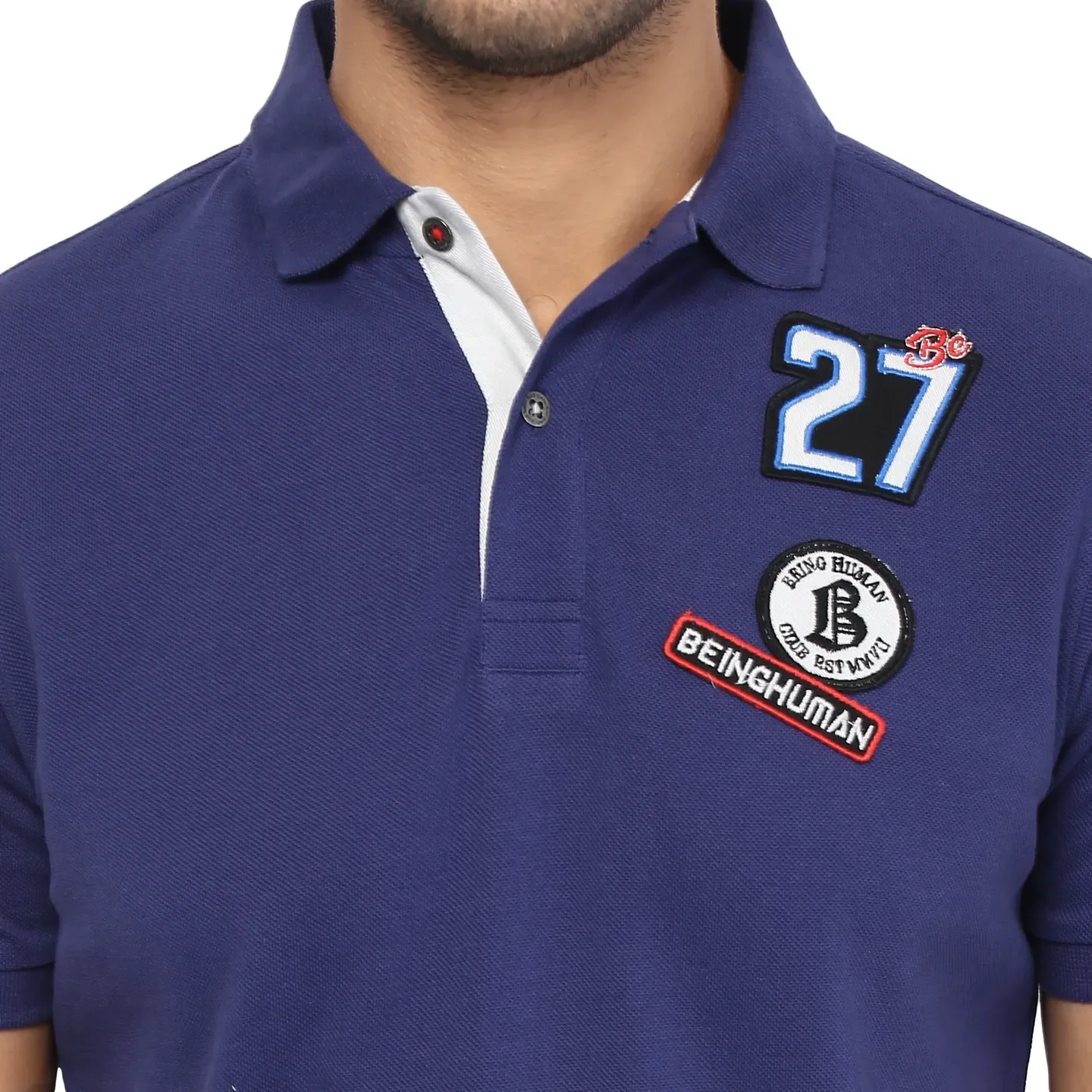 Blue Regular Fit Men's Polo T-Shirt by Being Human Clothing - Image 4