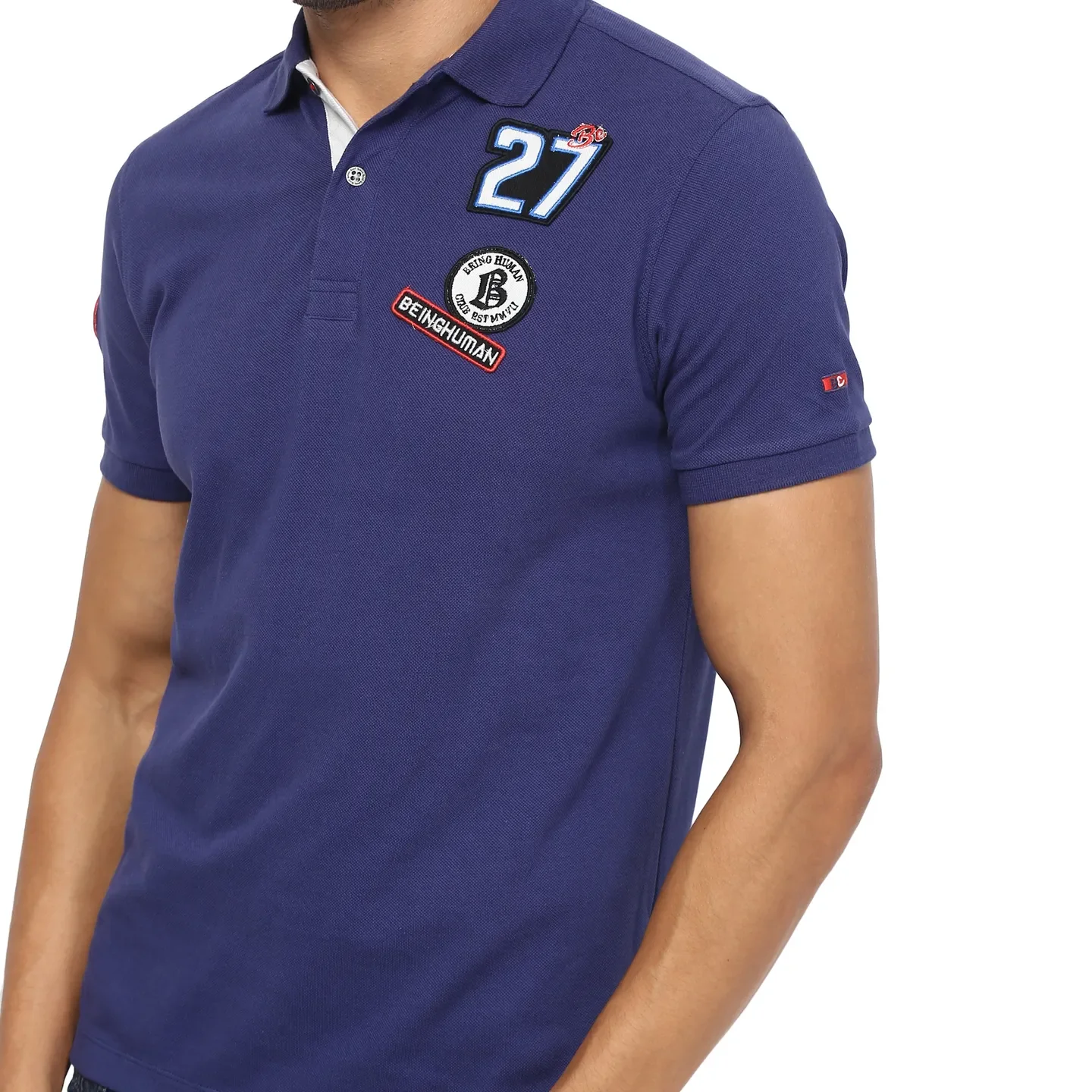 Blue Regular Fit Men's Polo T-Shirt by Being Human Clothing - Image 7