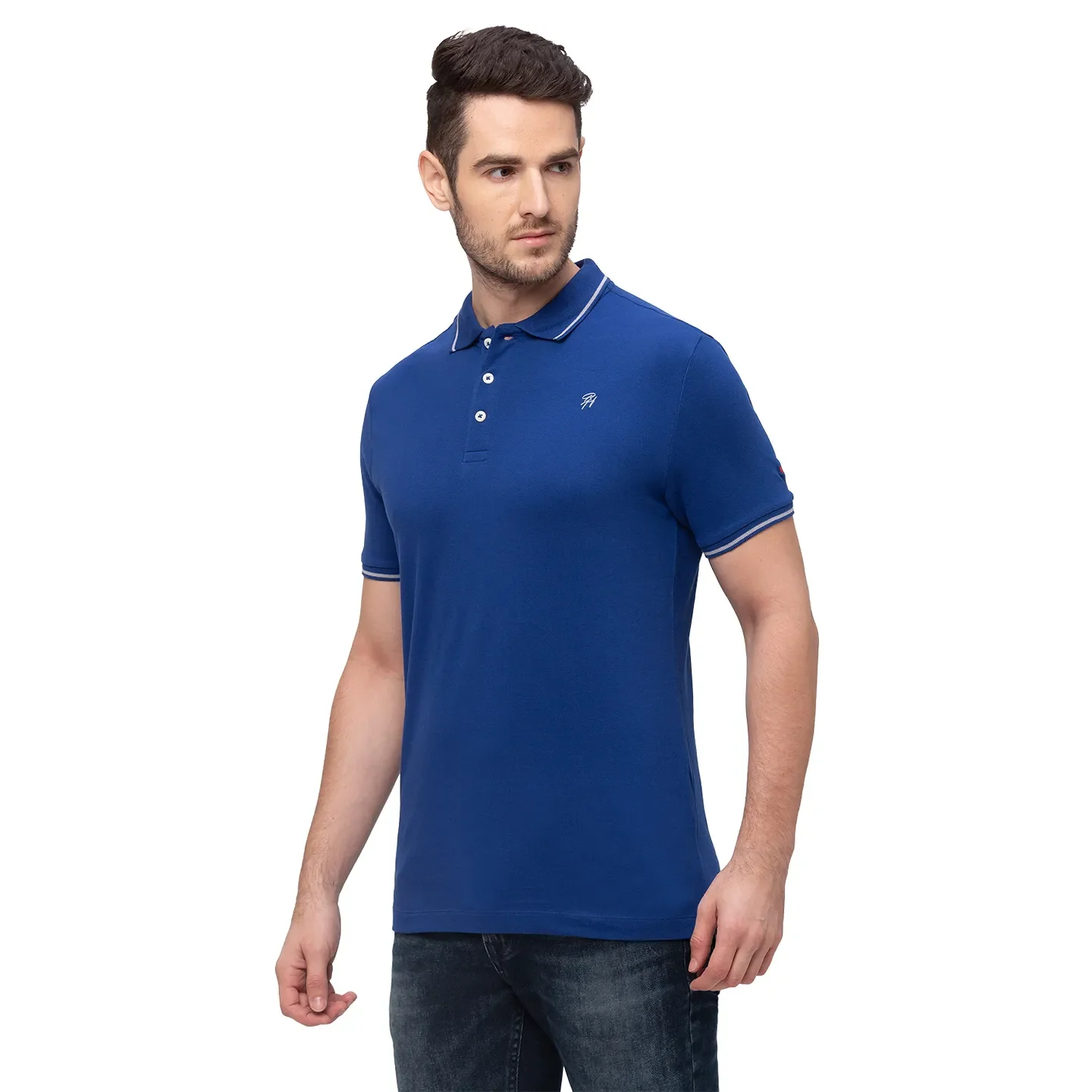 Blue Regular Fit Men's Polo T-Shirt by Being Human Clothing - Image 2