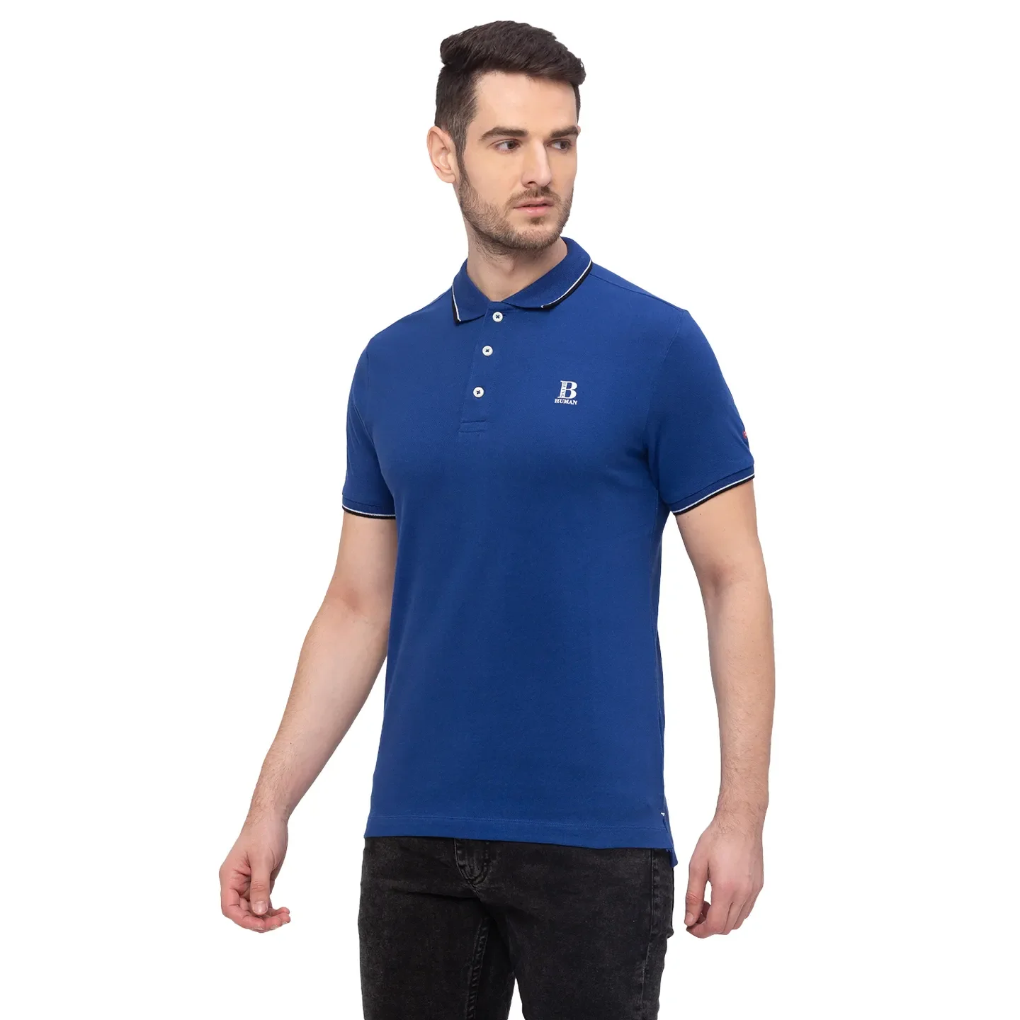 Ink Blue Regular Fit Men's Polo T-Shirt by Being Human Clothing - Image 2