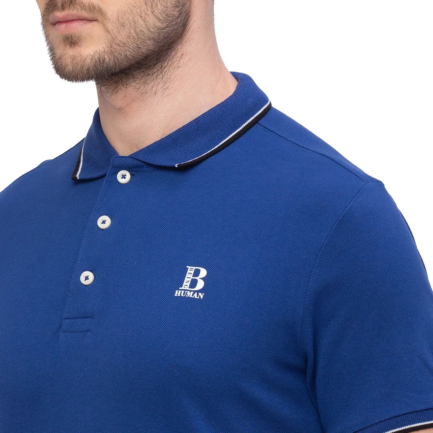 Ink Blue Regular Fit Men's Polo T-Shirt by Being Human Clothing - Image 3